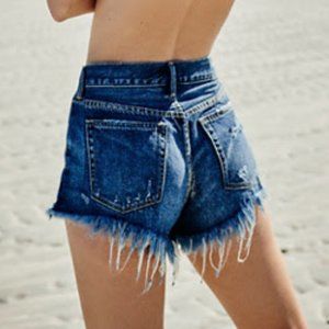 We The Free Loving Good Vibrations Denim Cutoff Shorts Indigo Mirage 25 *GU
